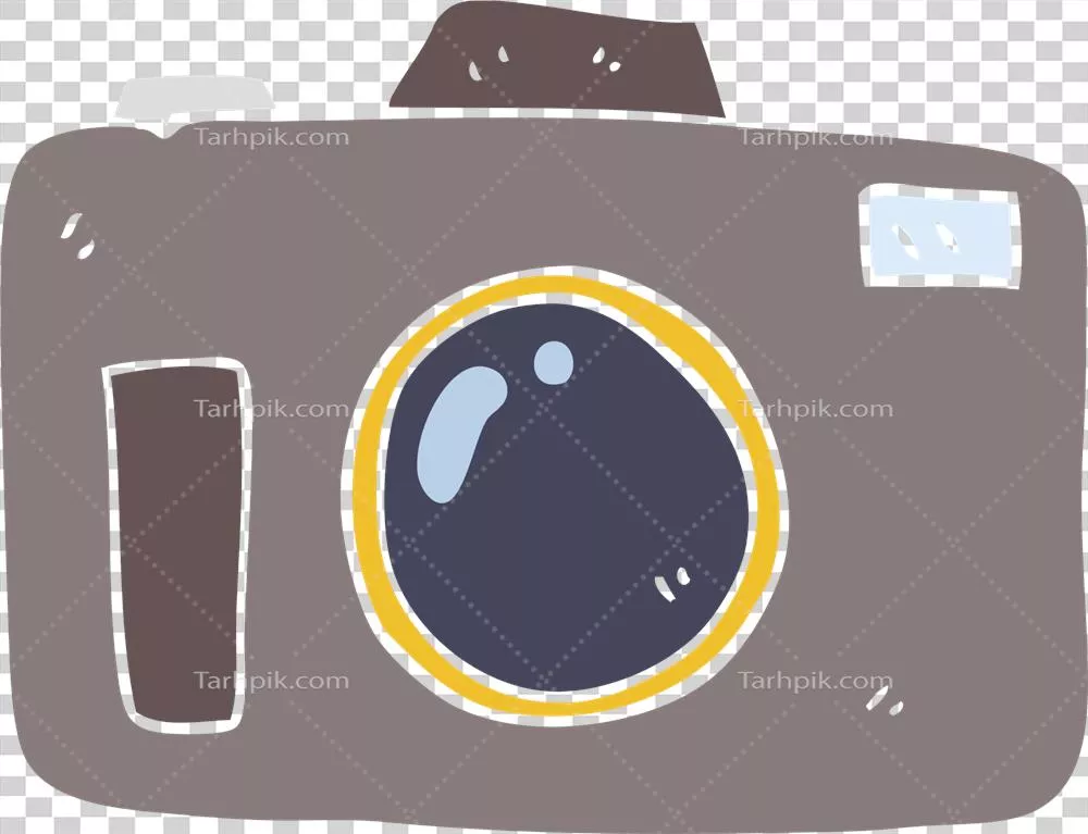 تصویری کارتونی و ساده از دوربین با رنگهای واضح و جذاب