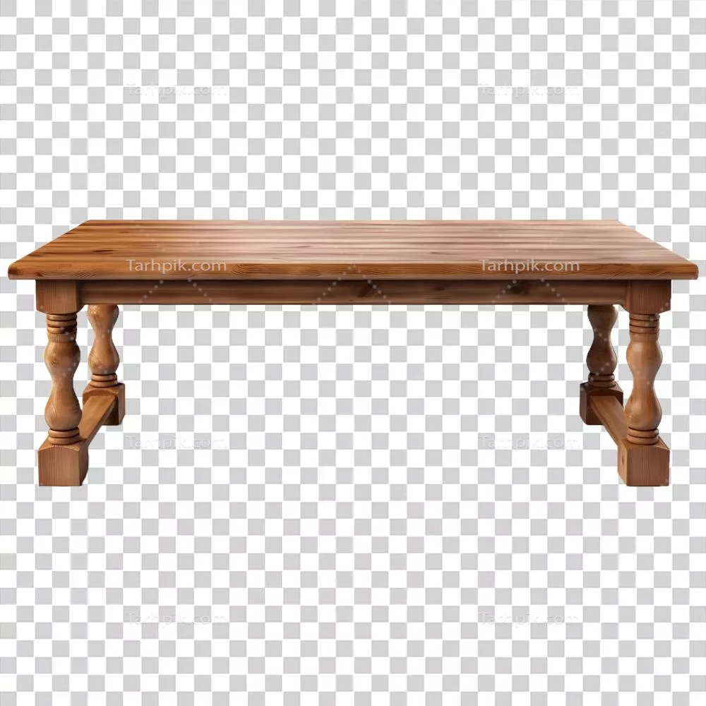 میز چوبی تولید شده توسط هوش مصنوعی بر روی پس زمینه شفاف