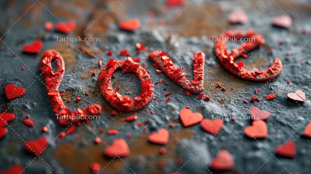 نقاشی عاشقانه با قلبهای قرمز روی آسفالت با استفاده از هوش مصنوعی