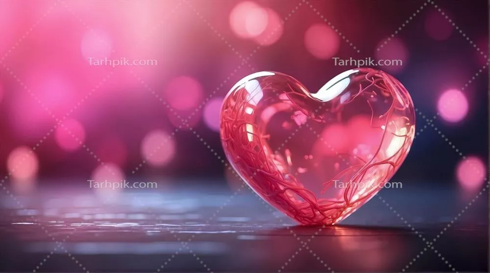 طراحی عشق: قلب شفاف 3D با جلوه های نورانی برای ولنتاین و تبلیغات