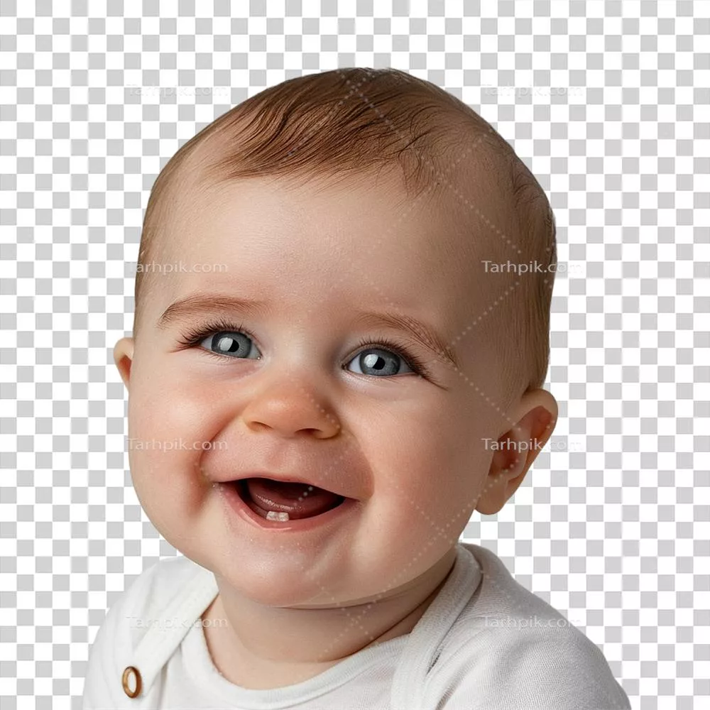 عکس خوشحال از نوزاد با پس‌زمینه شفاف جهت استفاده در طراحی‌ها و ارائه‌ها