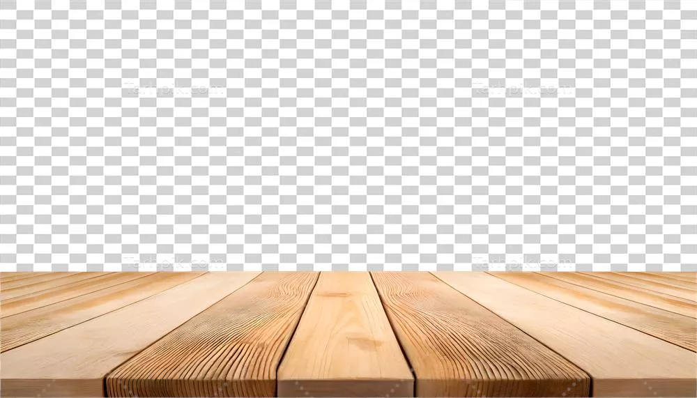 تصویر یک میز چوبی خالی در فضای طبیعی با نور ملایم