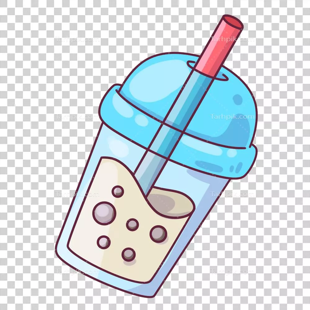 کارتون های جذاب در مورد غذاهای سریع و نوشیدنی های چای حبابی