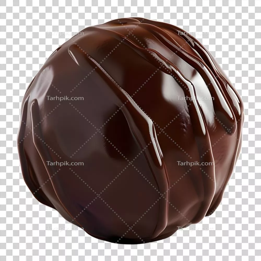رندر سه بعدی از یک توپ شکلاتی با پسزمینه شفاف