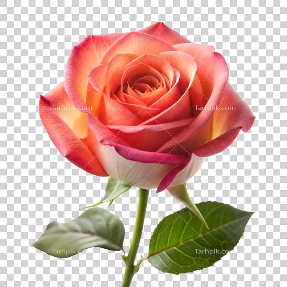 گل رز صورتی و زرد در شکوفایی کامل با رنگهای زنده و زیبا