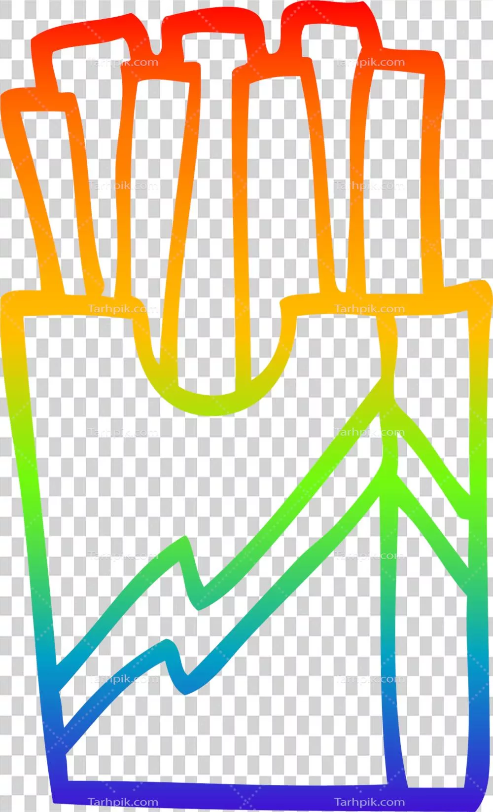 طراحی خطی انیمیشنی با گرادیانت رنگین کمان از سیب زمینی سرخ کرده