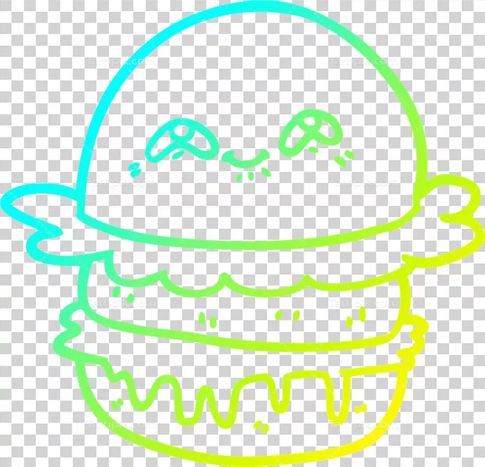 طراحی خط سرد از همبرگر فست فود به سبک کارتون های جذاب