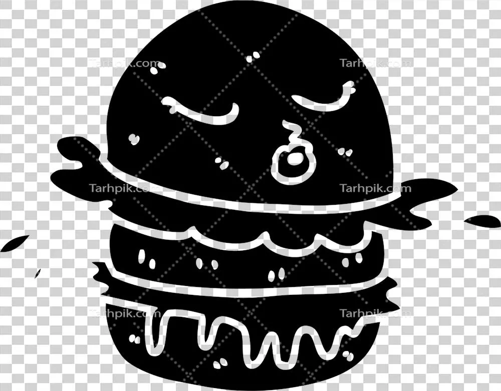 آیکن سیاه رنگ همبرگر فست فود کارتونی با طراحی ساده