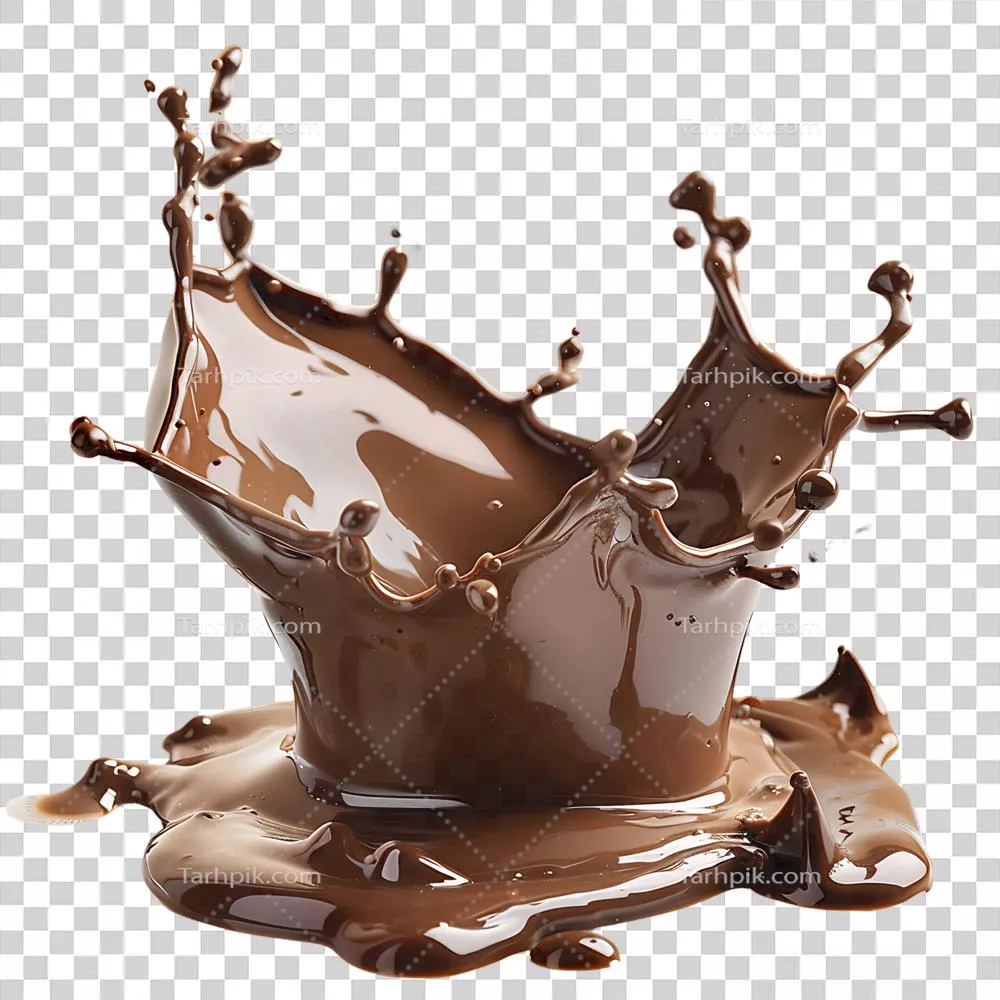 شیارهای موجی از رنگ شکلاتی جدا شده روی پس زمینه شفاف