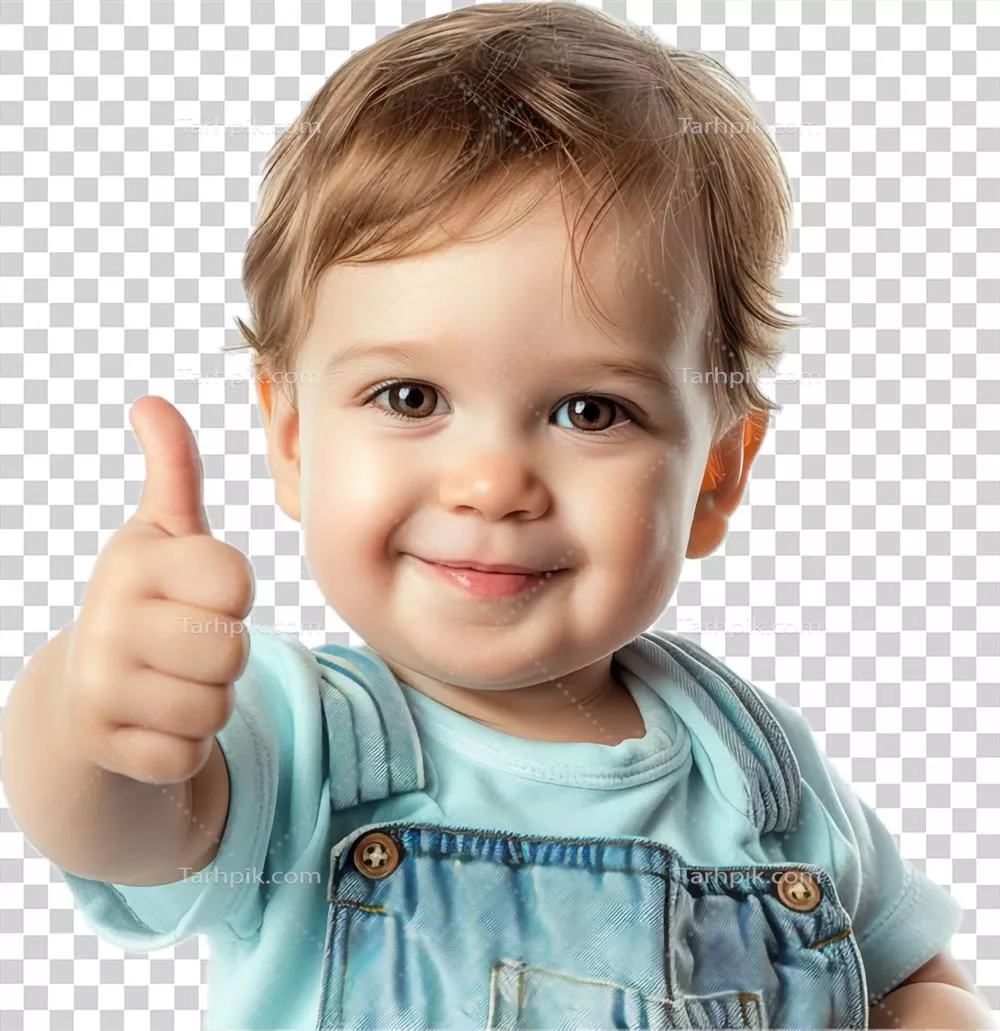 کودک شاداب با علامت تایید: نشان دادن شادی و اشتیاق کودکانه