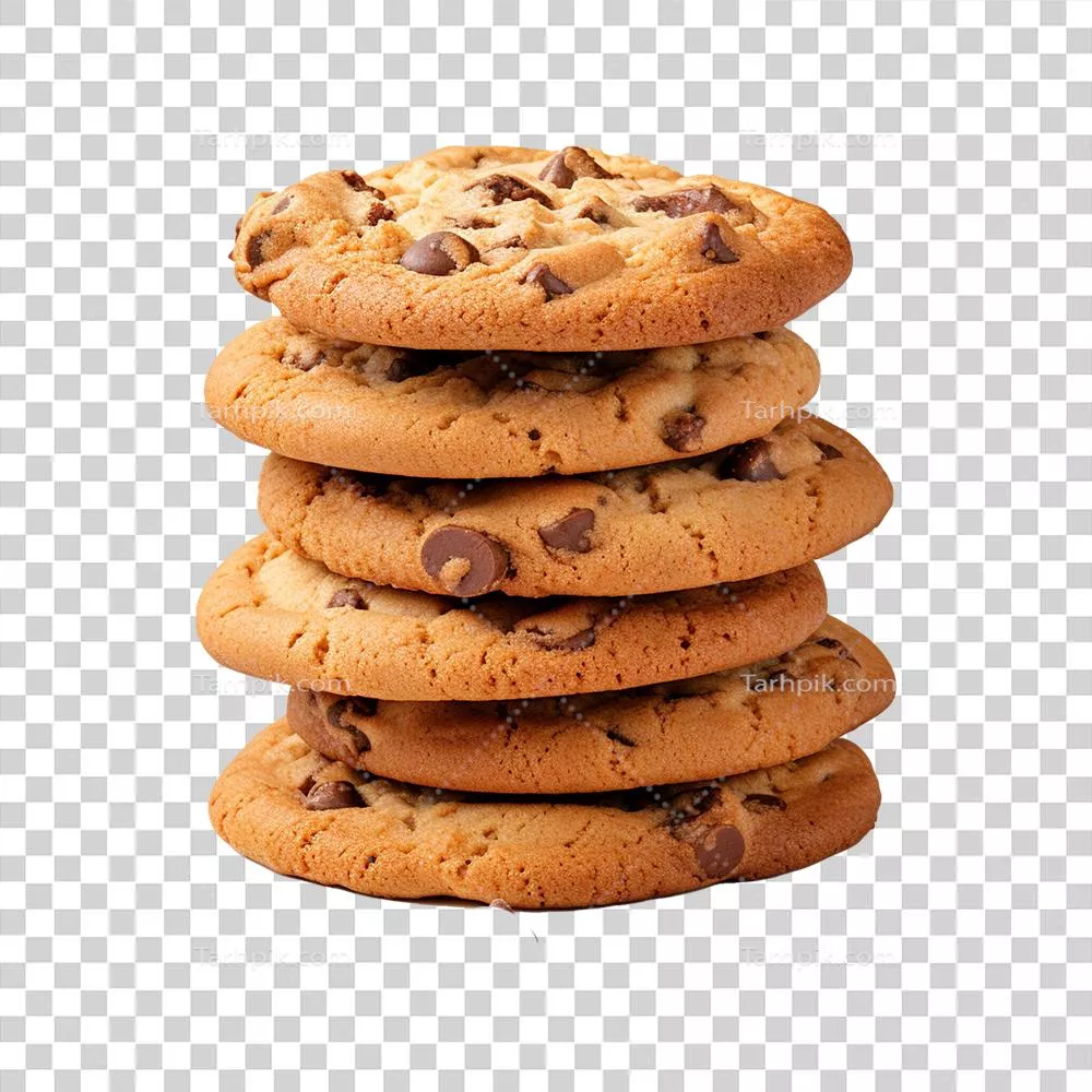 کوکی‌های شکلاتی در پس‌زمینه شفاف و بدون هیچ جزئیاتی
