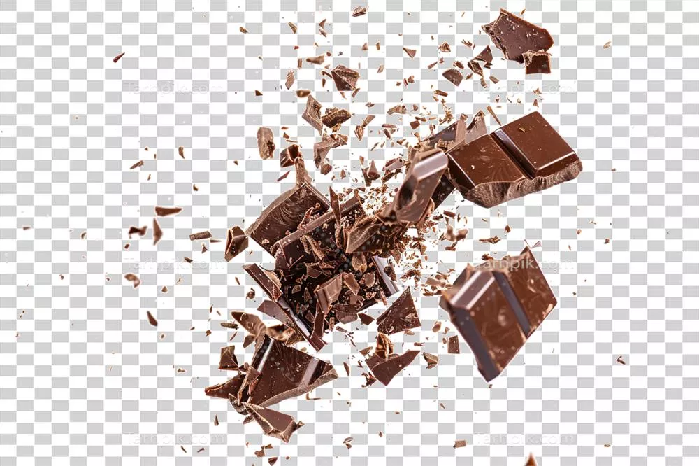 قطعات شکلاتی منفجر شده در هوا با جلوههای شگفتانگیز