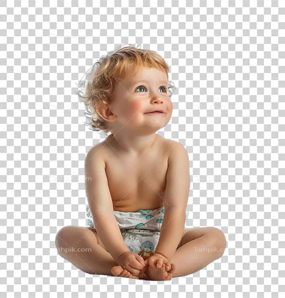 نوزاد خوشگل در پوشک بر روی پسزمینه شفاف و ایزوله