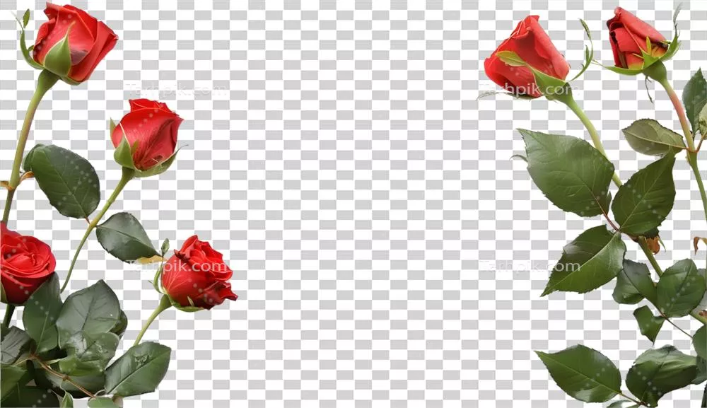 قابی زیبا با گلهای سرخ و پرچم گل رز به عنوان نقطه کانونی