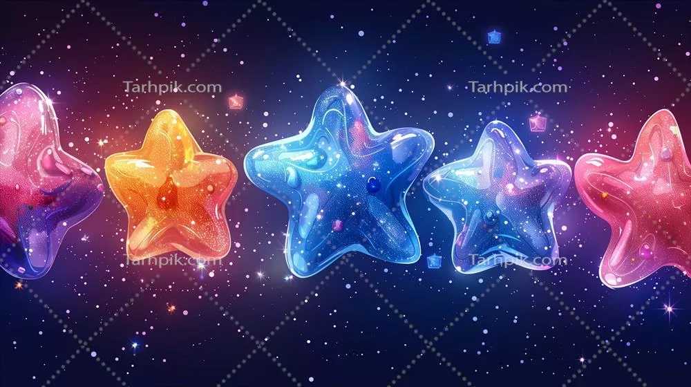 تصویری سه‌بعدی از ستاره‌های درخشان و رنگارنگ در فضای کیهان