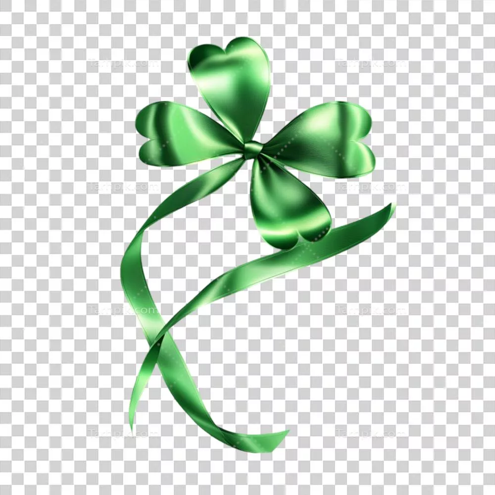 برچسب سبز با کلاور و روبان برای تزئینات بهاری و جشن ها