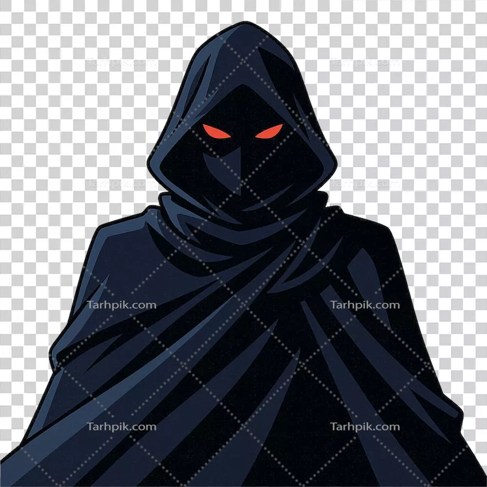 شخصیت منفی مرموز انیمهای با عبای تاریک و چشمان قرمز درخشان