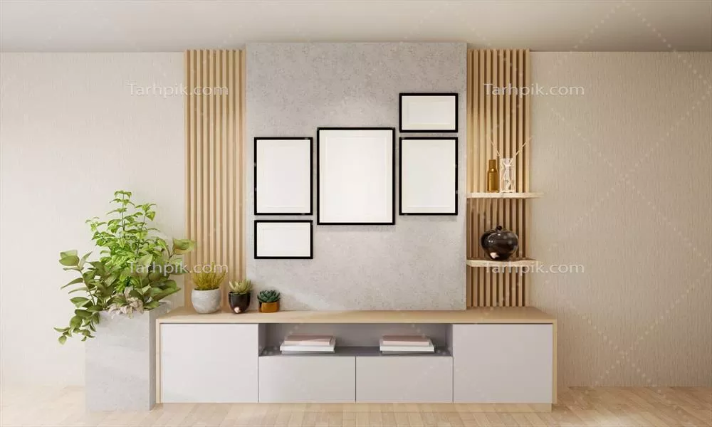 اتاق نشیمن با میز ذخیرهسازی زیبا تزئین شده است