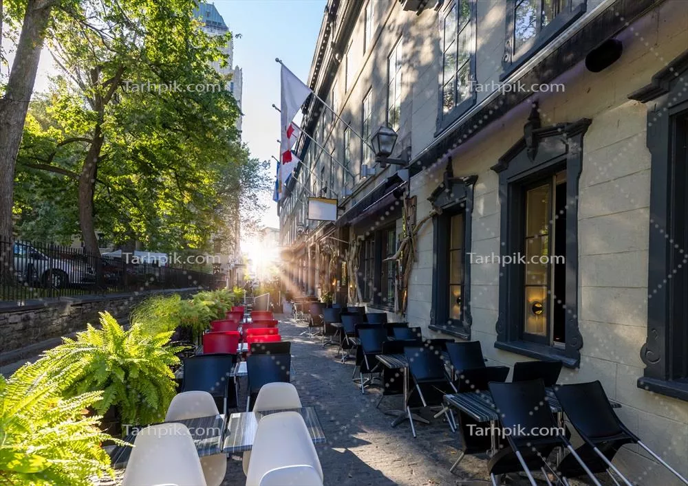 مرکز اجتماعی و خرید در مرکز شهر کبک با کافهها، رستورانها و معماری فرانسوی قدیمی