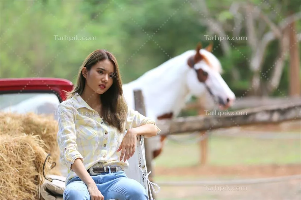 دختر جوان با اسپانیش خود در نور غروب آفتاب، عکاسی مد و زندگی در فضای باز