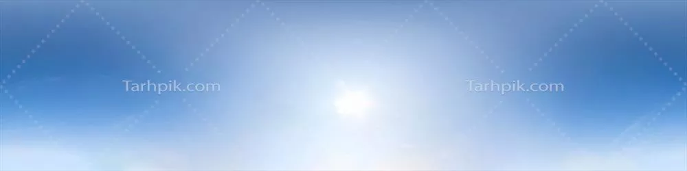 پنورامینای HD با آسمان آبی شفاف و خورشید سوزان برای استفاده در گرافیک ۳ بعدی