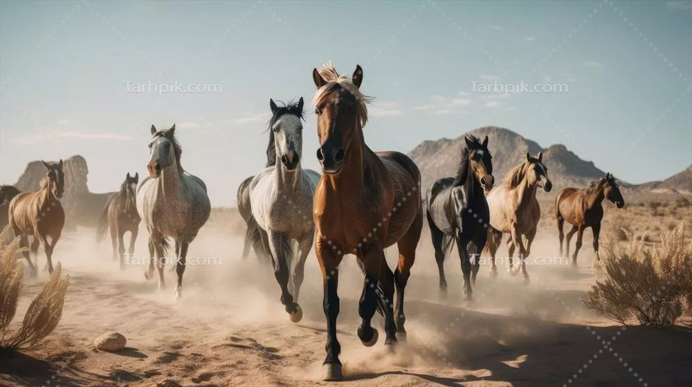 تصویر خلاقانه از اسب در پسزمینه طبیعی با استفاده از هوش مصنوعی