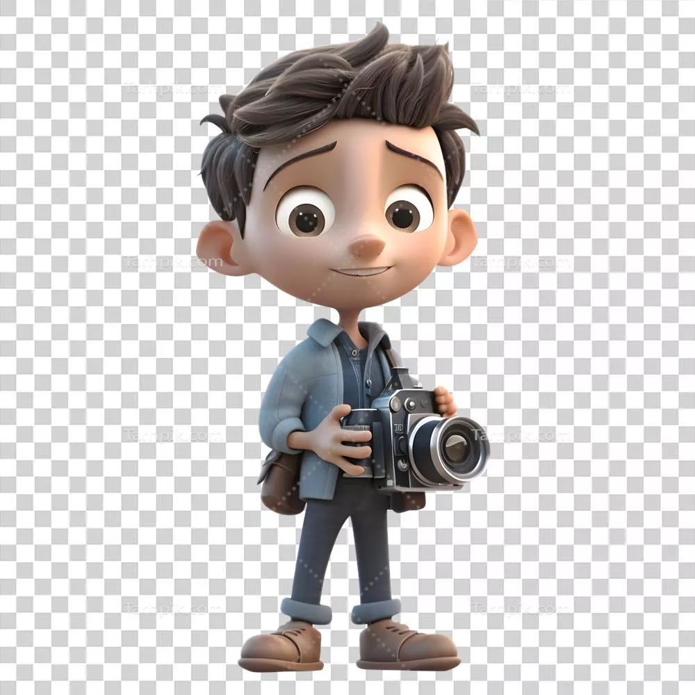 تصویر کودکانی ناز با دوربین‌های مختلف در پس‌زمینه شفاف