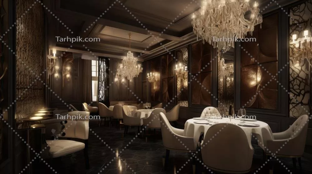 تصویرسازی داخلی رستوران لوکس با استفاده از هوش مصنوعی و تکنیک های خلاقانه