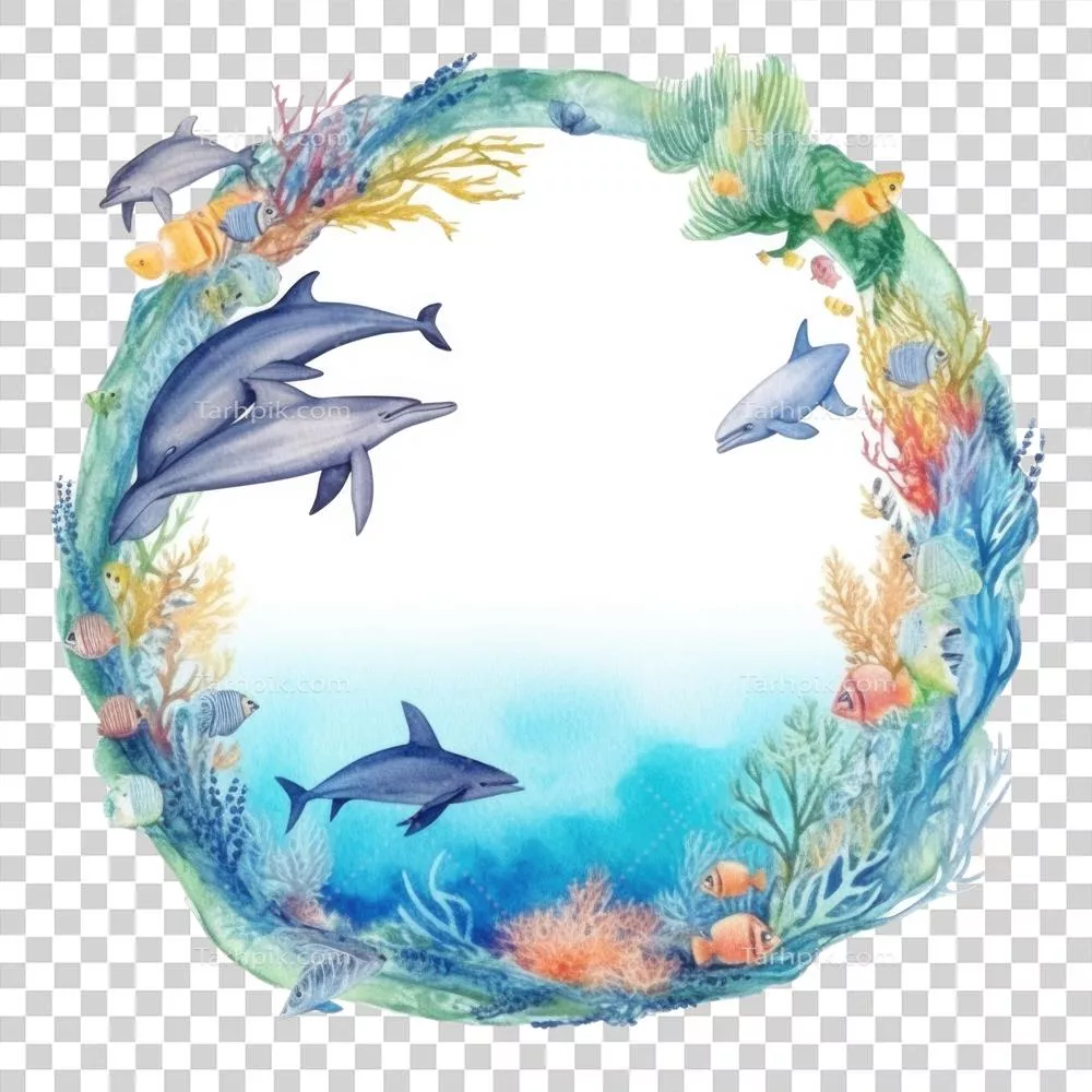 روز جهانی اقیانوس‌ها: پس‌زمینه نقاشی آبرنگی با طراحی هوش مصنوعی