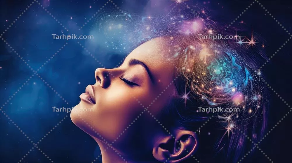 تصویرسازی از زن خوابیده و رویاپرداز با مفاهیم روانی و معنوی