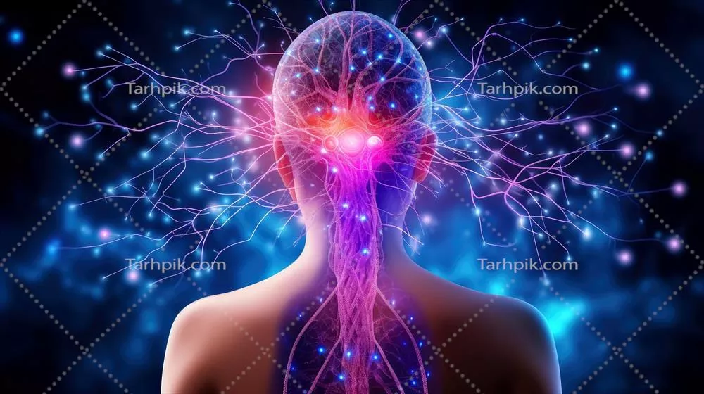 تصویری از انرژی فکری در سر انسان با شبکه عصبی و امواج روانی در مناطق بحرانی