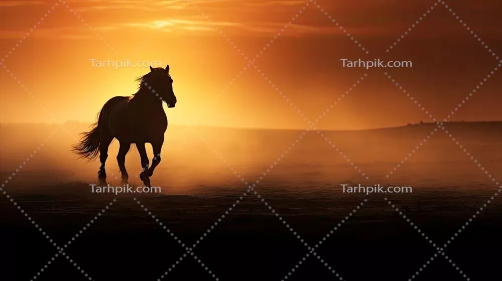 سکوت صبحگاهی: آسیبپذیری یک اسب عربی در میان مه و نور طلایی خورشید