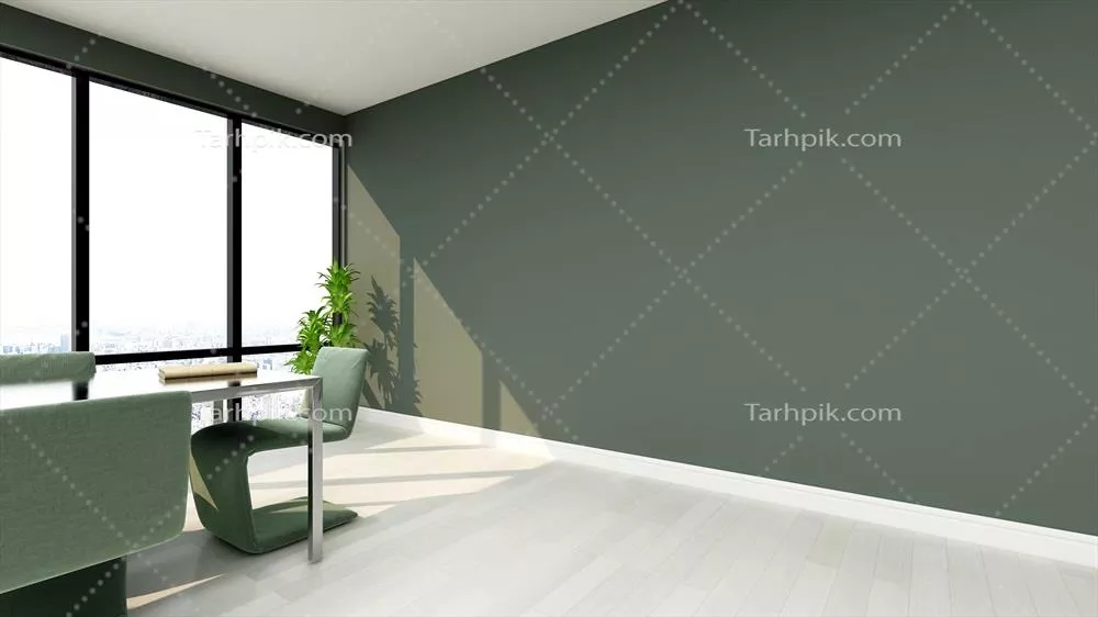 طراحی سهبعدی محیط کار مدرن: نمای نزدیک و جانبی اتاق جلسه