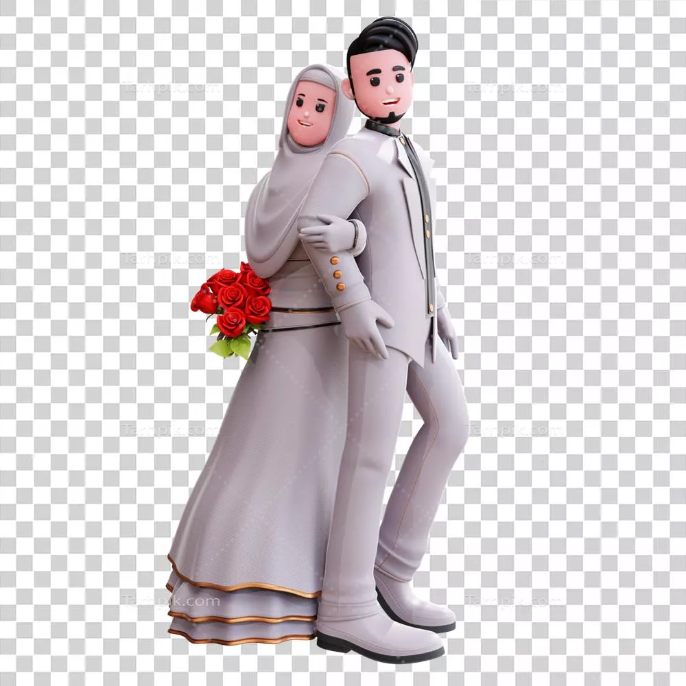 تصویرسازی سه بعدی از زوج عروسی: عشق و زیبایی در جشن ازدواج