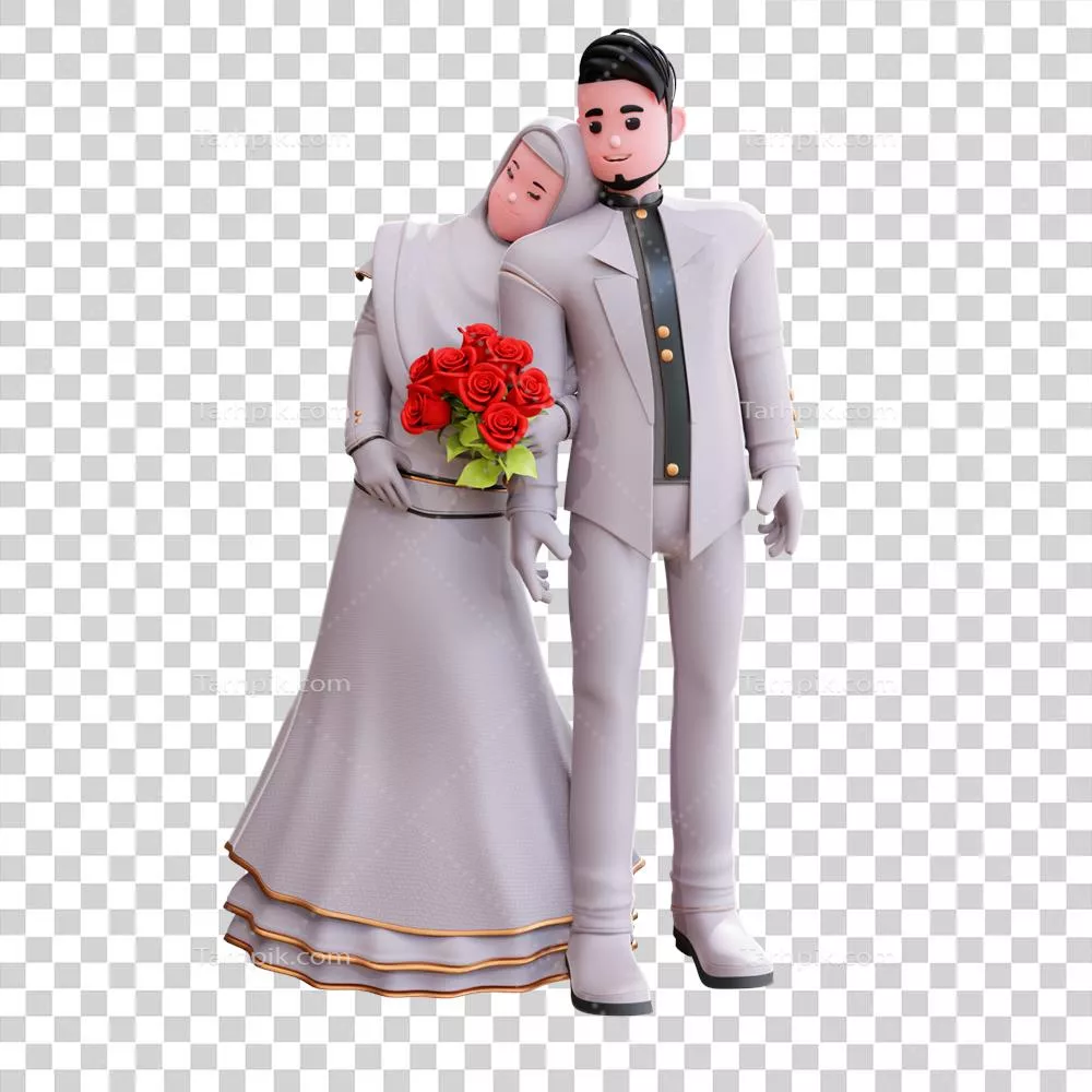 تصویرسازی سه بعدی زوج عروسی با جزئیات زیبا و شگفت انگیز