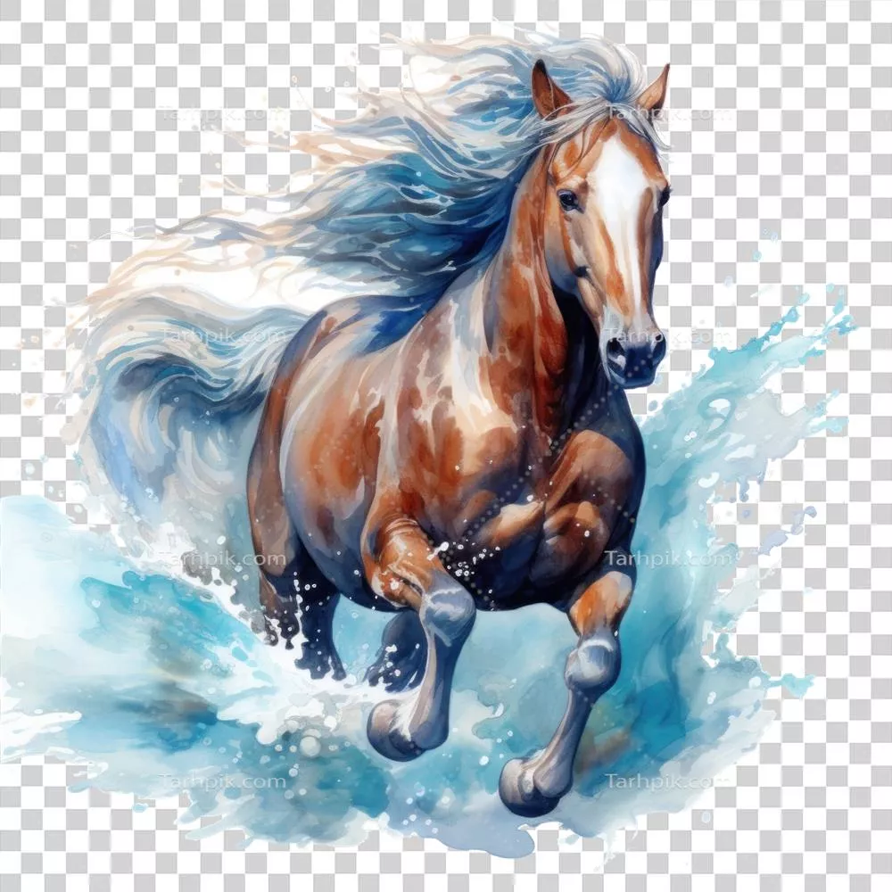 آب رنگی طراحی شده با هوش مصنوعی: اسب دریایی ایزوله شده در طبیعت هنری