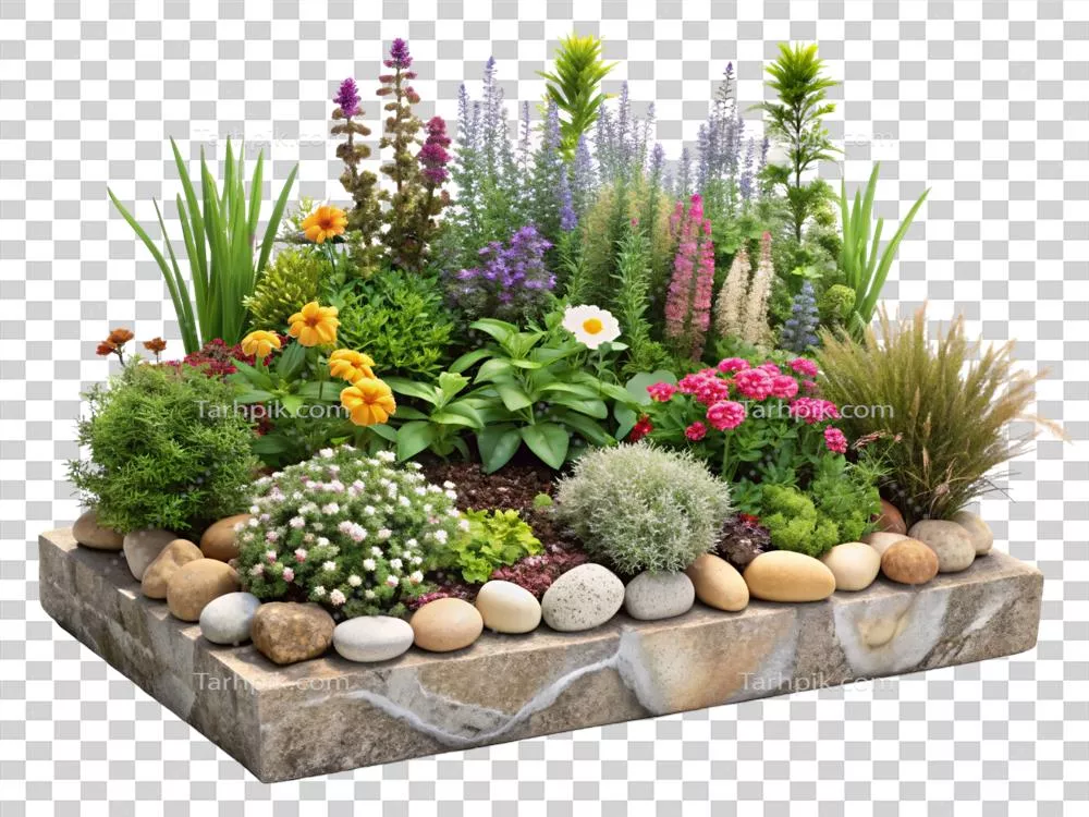 باغی با انواع گلها و گیاهان دارویی شامل اسطوخودوس