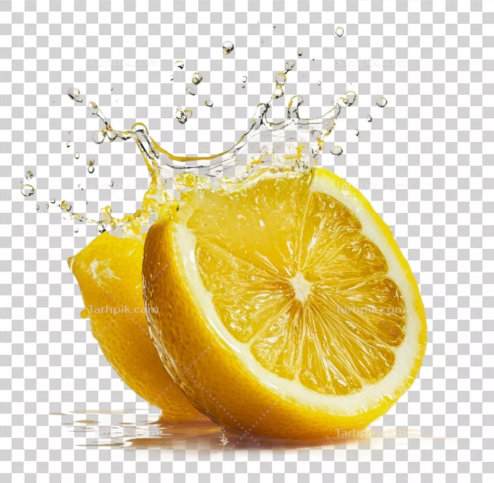 تکه های لیمو در حال پاشیدن آب شفاف - طراحی شده برای استفاده در پروژه های گرافیکی