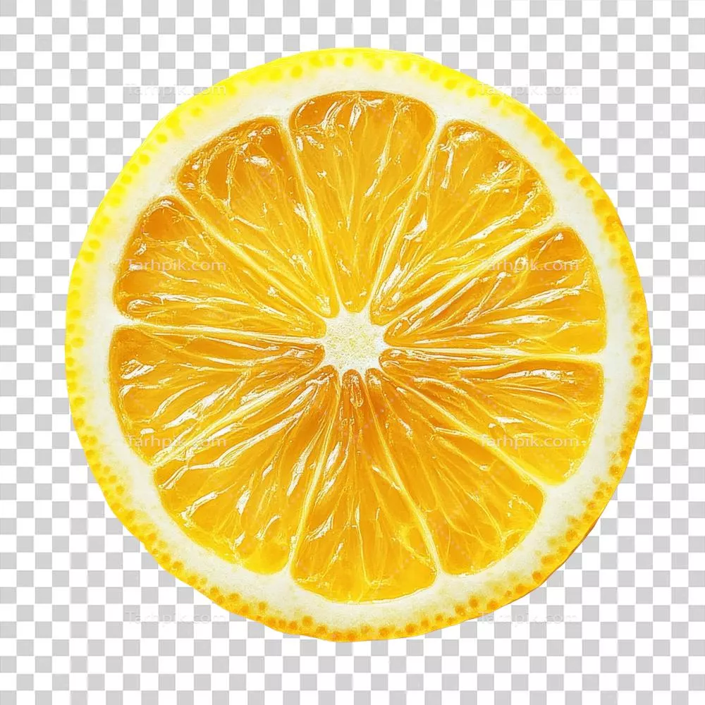 تکه‌های لیمو تازه بر روی پس‌زمینه شفاف نشان‌دهنده رنگ زرد برجسته و بافت خاص آن