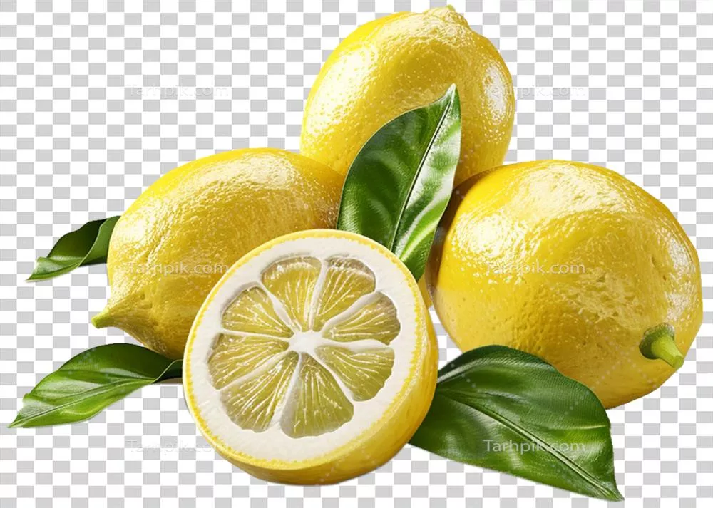 لیموهای تازه با برش نصف بر روی پسزمینه شفاف