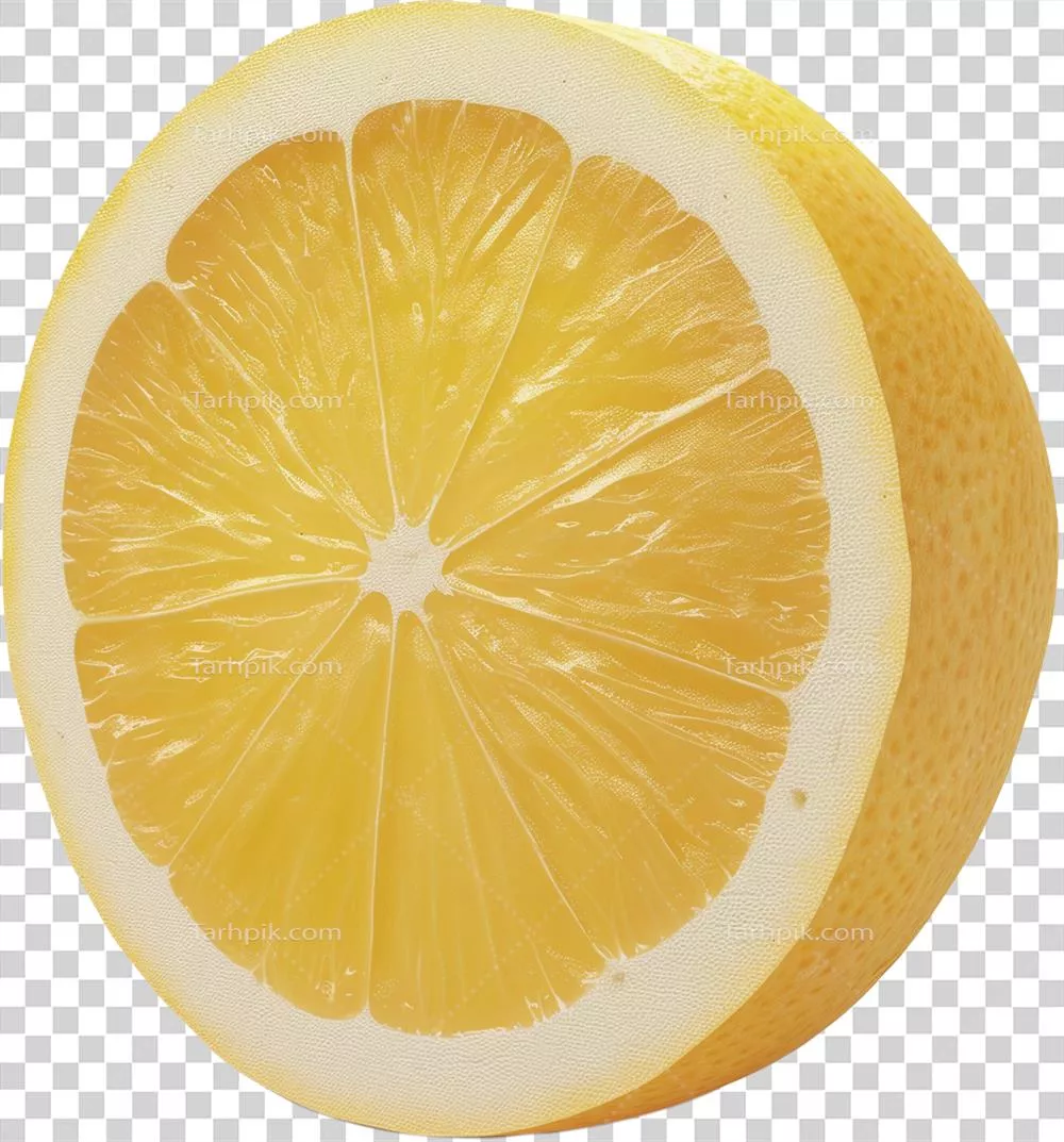 نیمه لیمو تازه برش خورده بر روی پسزمینه شفاف