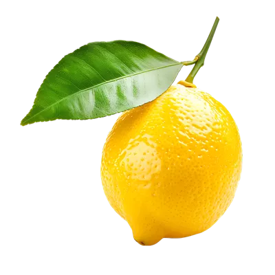 میوه لیمو طبیعی با برگ سبز و جدا شده از زمینه