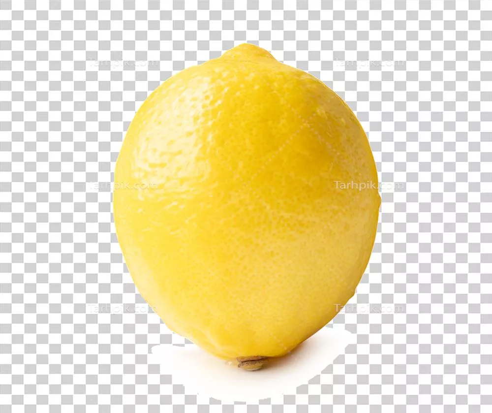 نمای جلویی لیمو زرد میوهای با پسزمینه شفاف و سایه در فرمت فایل