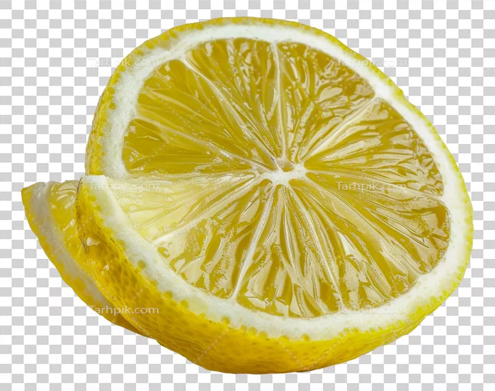 یک برش لیمو با پوست هنوز متصل به آن نشان داده شده است