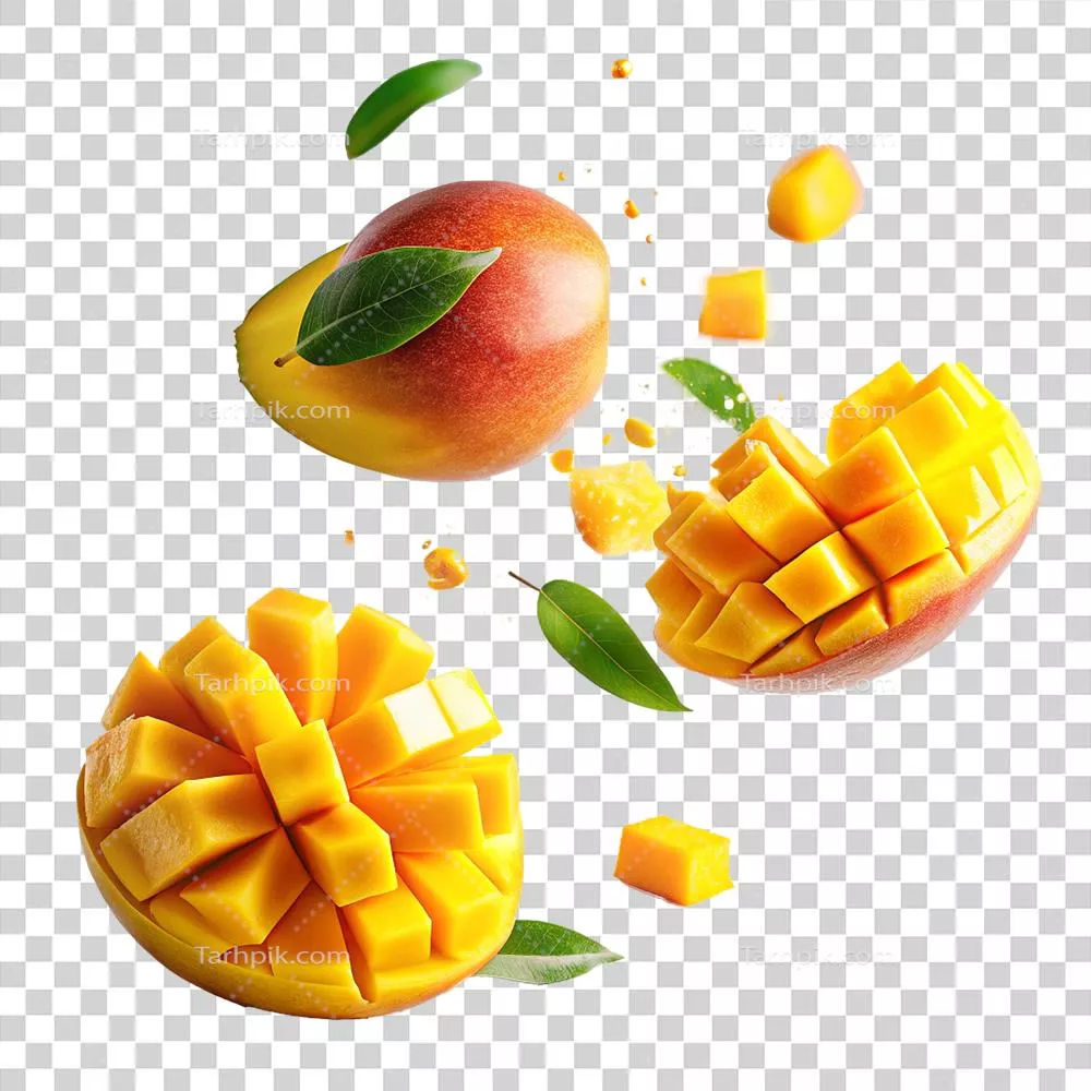 مکعبهای خوشمزه و آبدار انبه آماده برای نوش جان، لذت میوههای گرمسیری