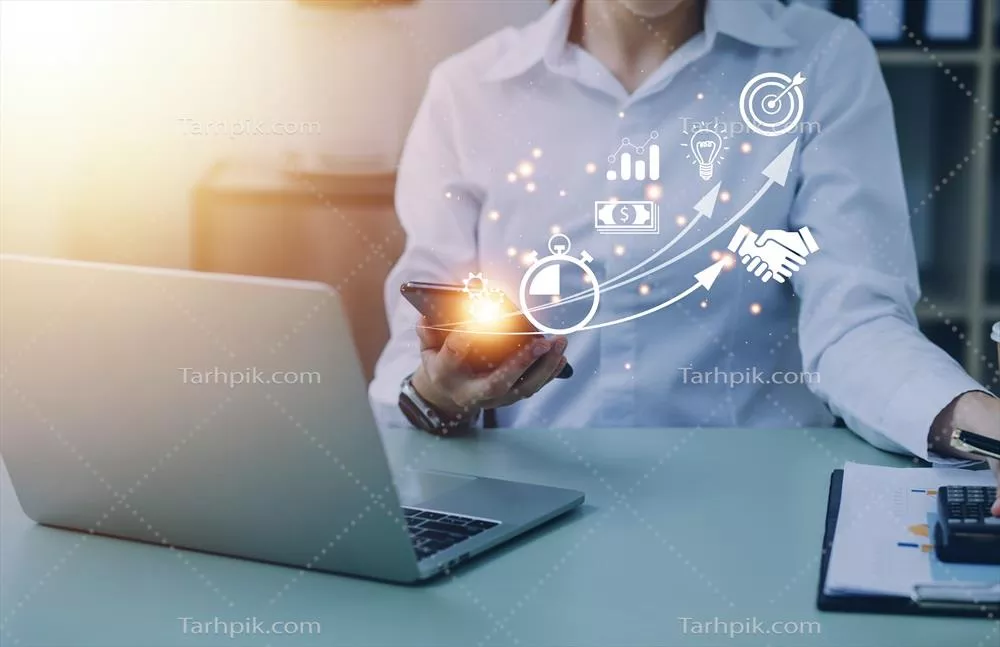 ایده استارتاپ با نماد کسبوکار و اتصال شبکه در رابط مجازی مدرن از تبلت دیجیتال