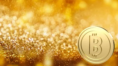 Bitcoin و طلا: مفاهیم تجاری در پسزمینه بوکه با رندر سهبعدی