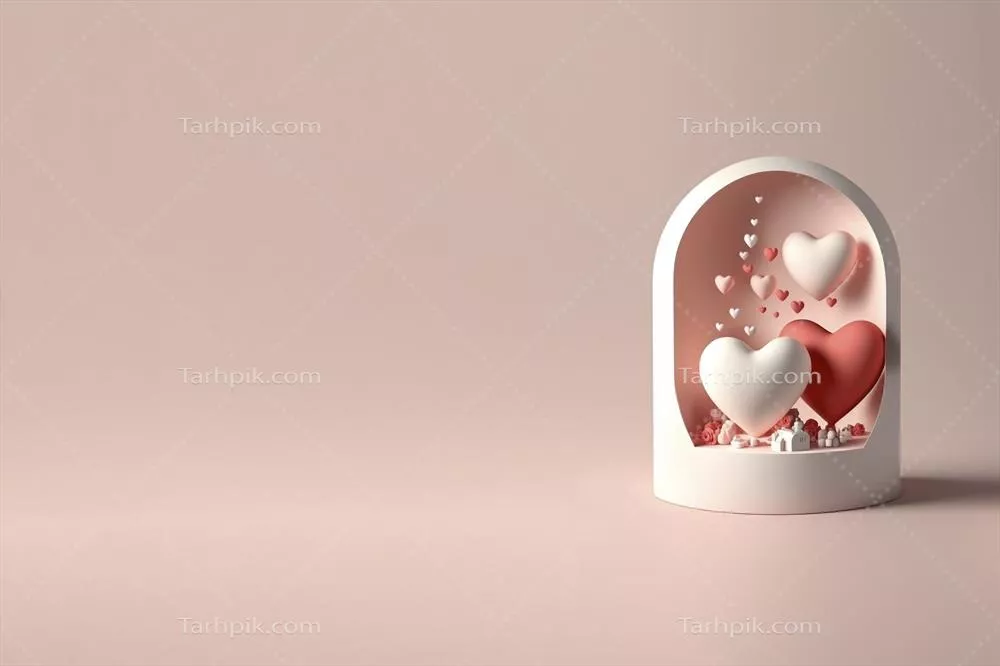 زمینه تزئیناتی ولنتاین با رندرینگ سه بعدی عشق و زیبایی