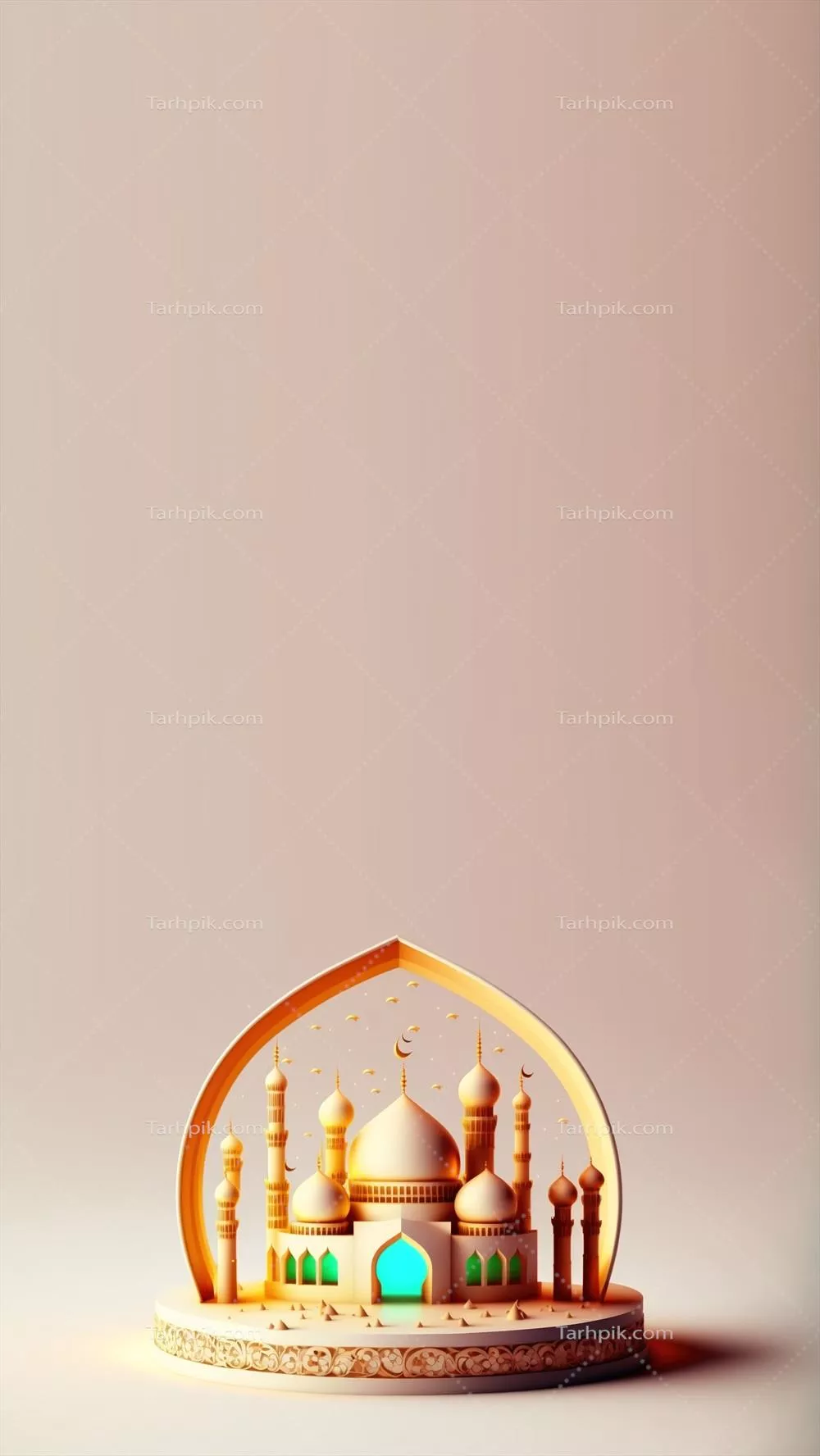 بک گراند پست شبکه های اجتماعی ماه رمضان با طراحی سه بعدی