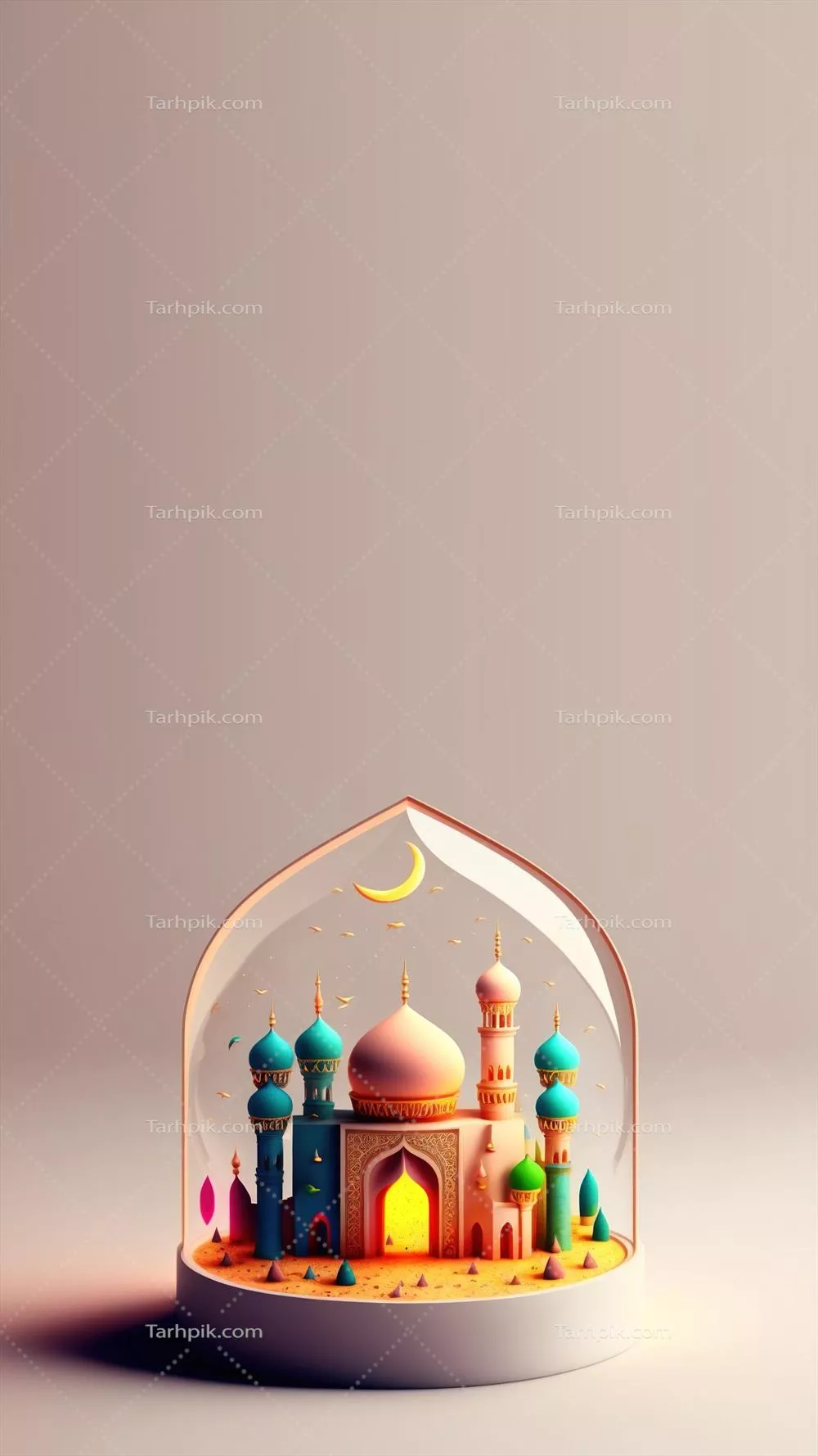 تصویرسازی دیجیتال سه بعدی زمینه ماه رمضان برای استوری اینستاگرام